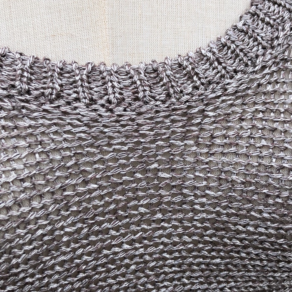 Eileen Fisher “chain mail” metallic knit top - Picture 2 of 6